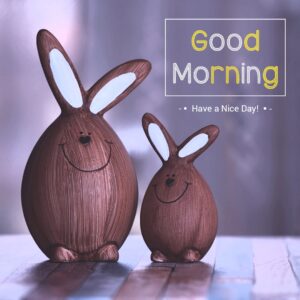 Cute Wooden Rabbits Good Morning Images